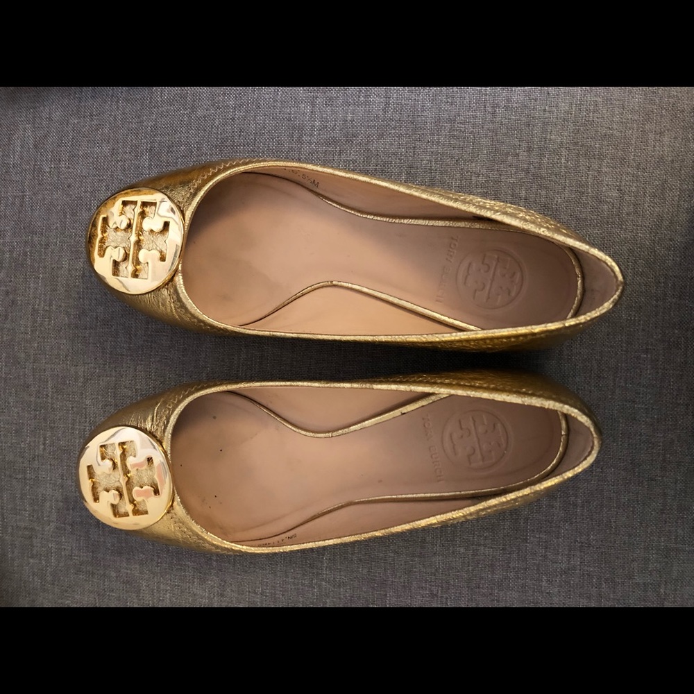 Tory Burch Gold Flats w/ Box + Dustbag - 5.5